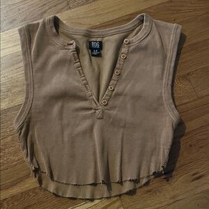 BDG Tan Sleeveless Ribbed Crop Top